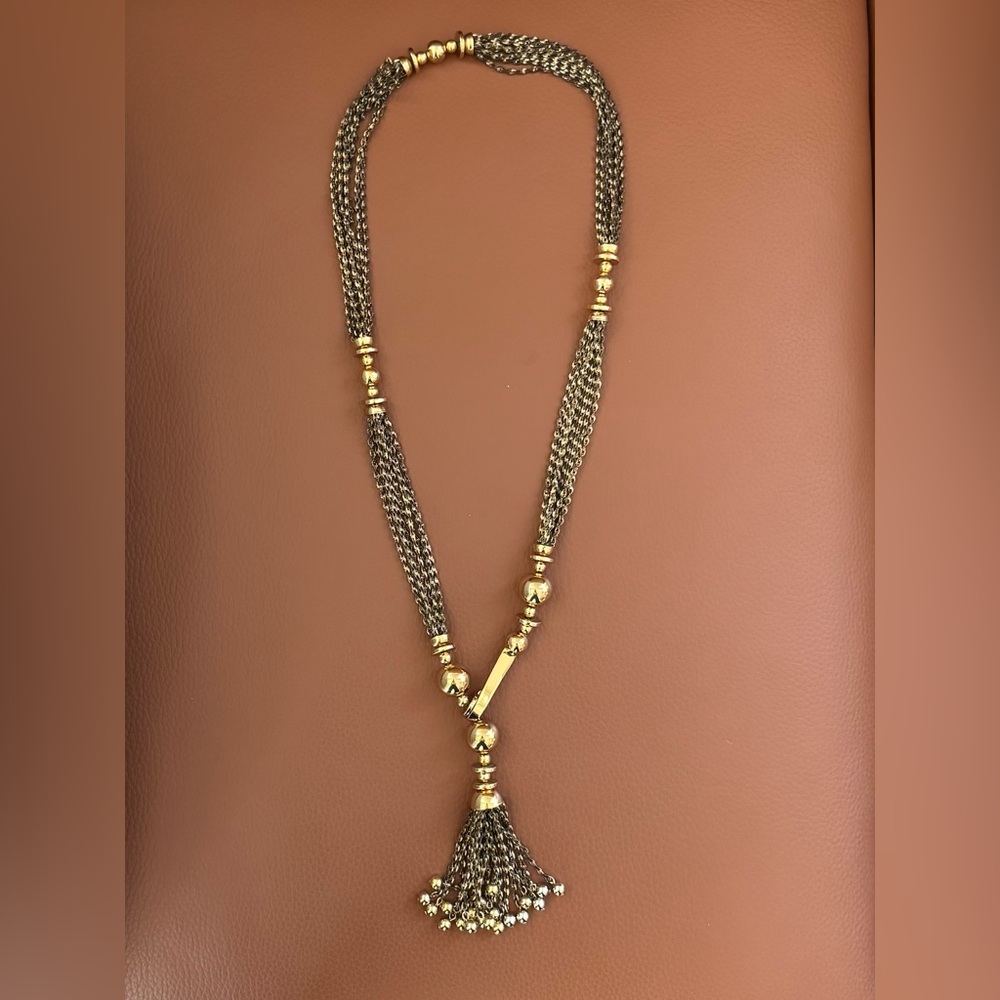 Chic Gold and Silver Tassel Necklace